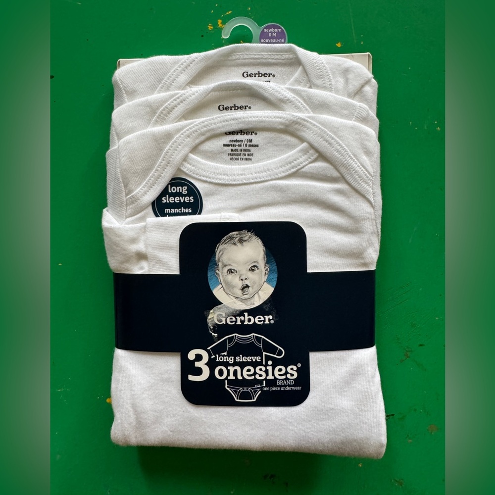 Gerber White Long Sleeve Onesies - 3 Pack